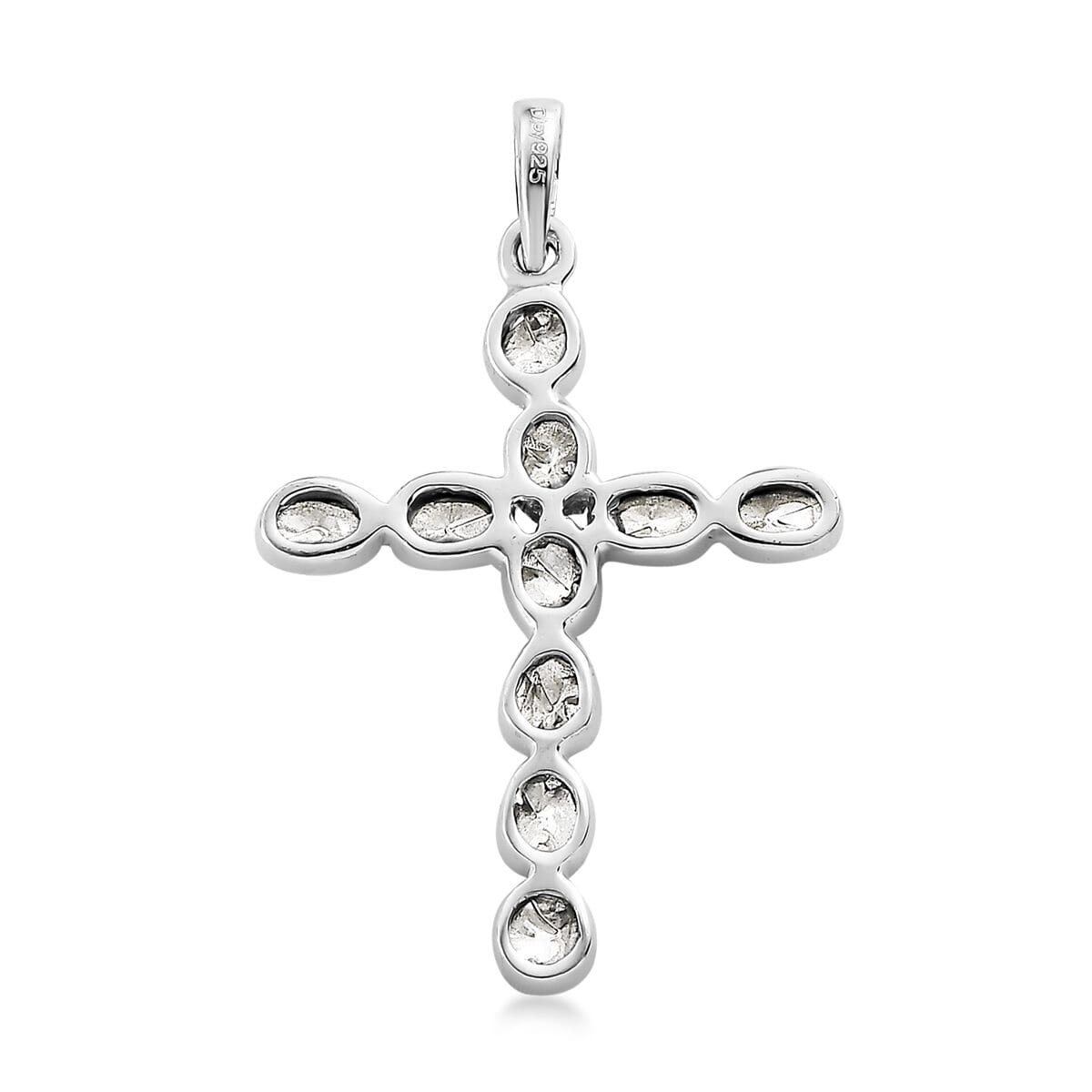 Polki Diamond Cross Pendant in Platinum Over Sterling Silver 0.50 ctw image number 4