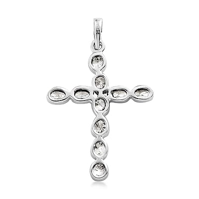 Polki Diamond Cross Pendant in Platinum Over Sterling Silver 0.50 ctw