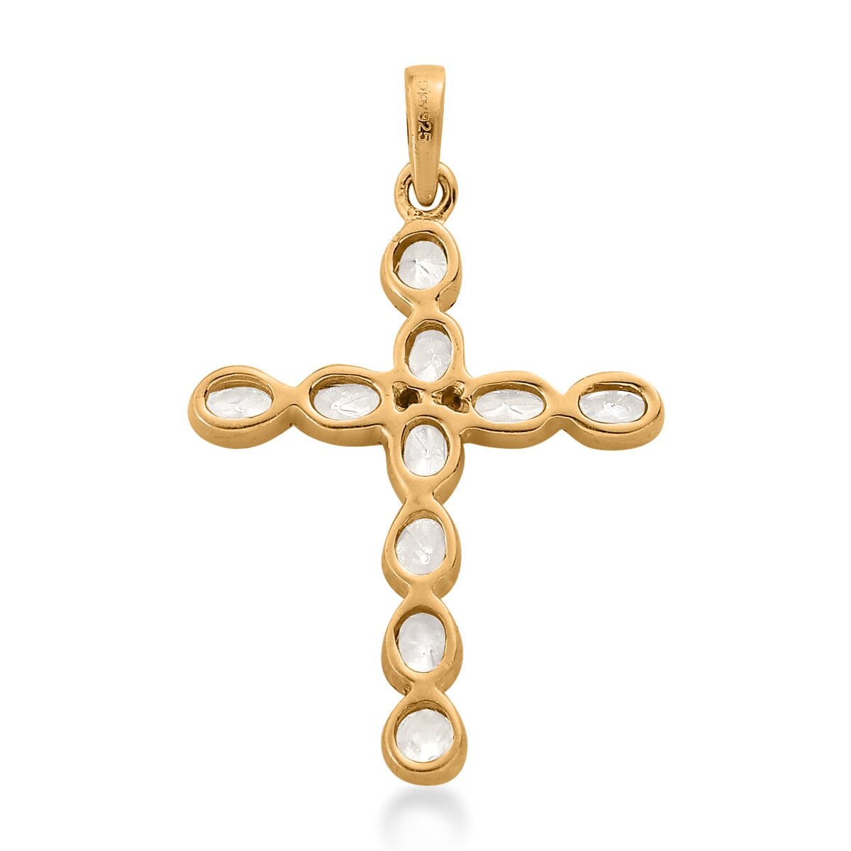 Polki Diamond Cross Pendant in 14K YG Over Sterling Silver 0.50 ctw image number 4