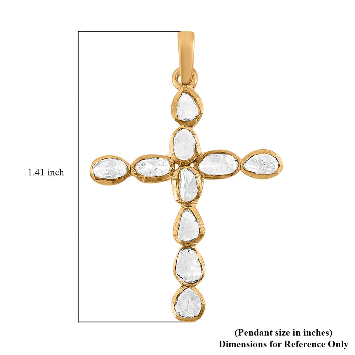 Polki Diamond Cross Pendant in 14K YG Over Sterling Silver 0.50 ctw image number 5