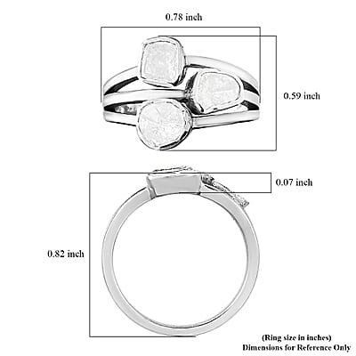 Polki Diamond Multi Shank Ring in Platinum Over Sterling Silver (Size 10.0) 0.50 ctw