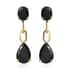 Australian Black Tourmaline Dangling Earrings in Vermeil Yellow Gold Over Sterling Silver 12.40 ctw image number 0