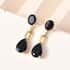 Australian Black Tourmaline Dangling Earrings in Vermeil Yellow Gold Over Sterling Silver 12.40 ctw image number 1