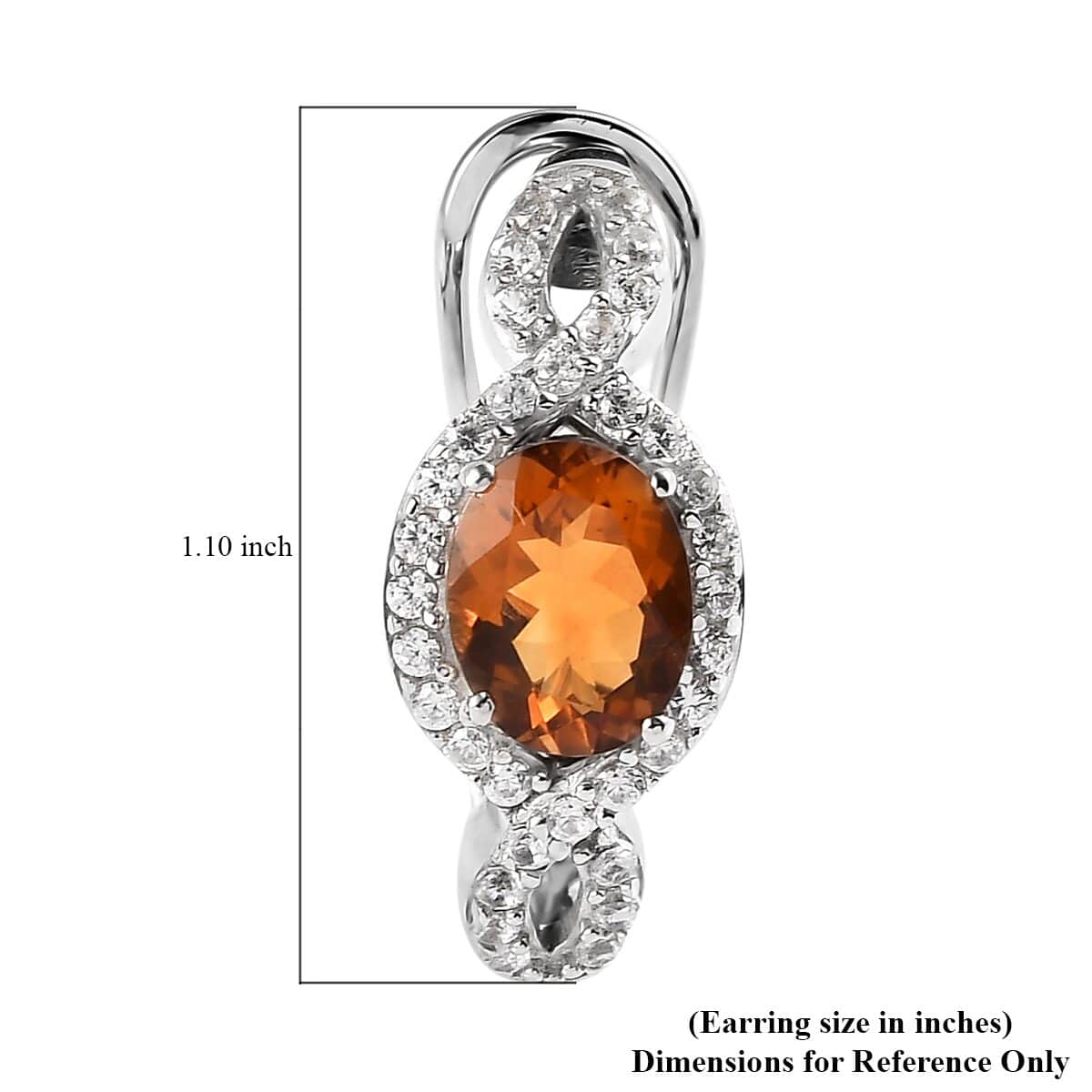 Santa Ana Madeira Citrine and Natural White Zircon Omega Clip Earrings in Platinum Over Sterling Silver 4.90 ctw image number 4