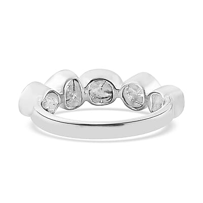 Polki Diamond Ring in Platinum Over Sterling Silver (Size 10.0) 0.50 ctw