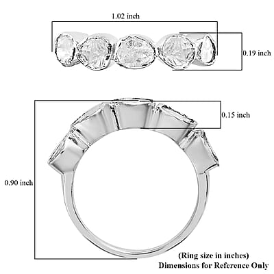 Polki Diamond Ring in Platinum Over Sterling Silver (Size 10.0) 0.50 ctw
