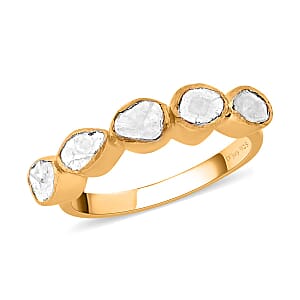 Polki Diamond Ring in 14K Yellow Gold Over Sterling Silver (Size 7.0) 0.50 ctw