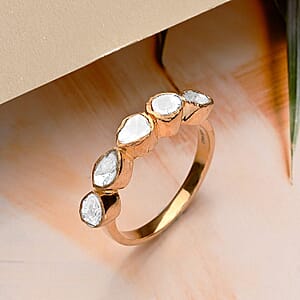 Polki Diamond Ring in 14K Yellow Gold Over Sterling Silver (Size 7.0) 0.50 ctw