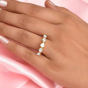 Polki Diamond Ring in 14K Yellow Gold Over Sterling Silver (Size 7.0) 0.50 ctw