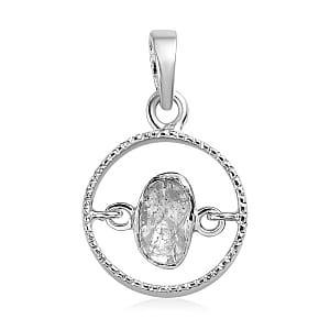 Dancing Polki Diamond Circle Pendant in Platinum Over Sterling Silver 0.15 ctw