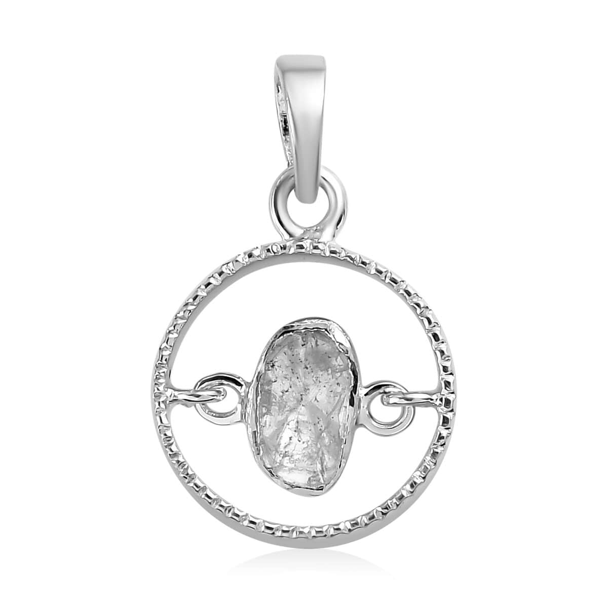Dancing Polki Diamond Circle Pendant in Platinum Over Sterling Silver 0.15 ctw image number 0