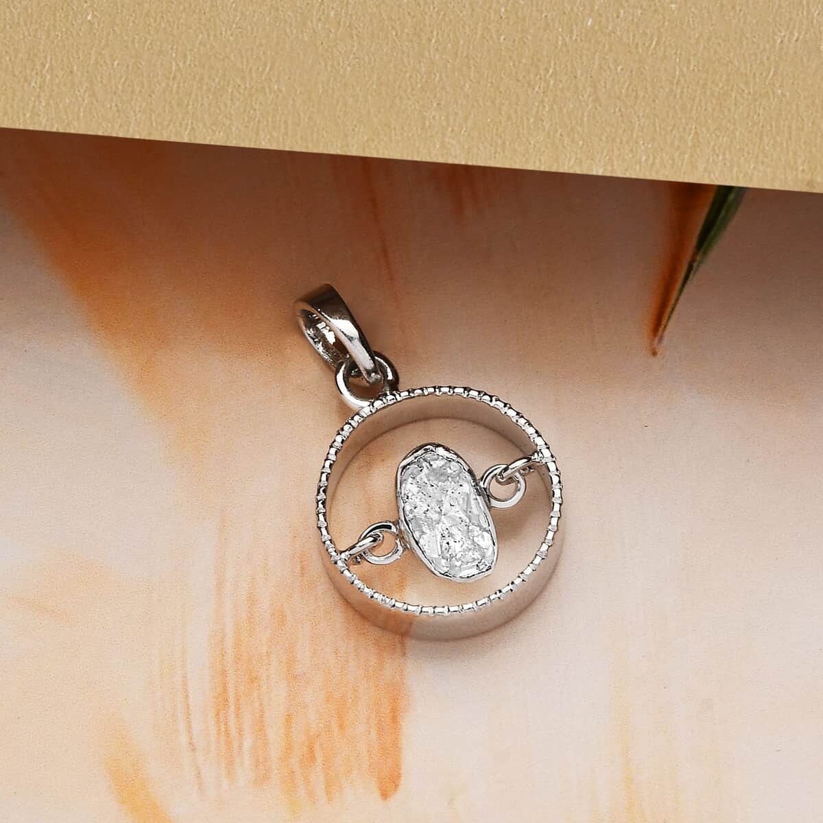 Dancing Polki Diamond Circle Pendant in Platinum Over Sterling Silver 0.15 ctw image number 1