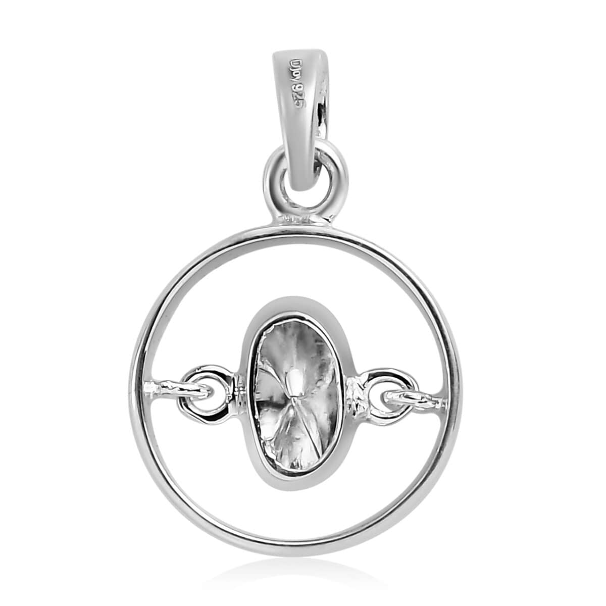 Dancing Polki Diamond Circle Pendant in Platinum Over Sterling Silver 0.15 ctw image number 4