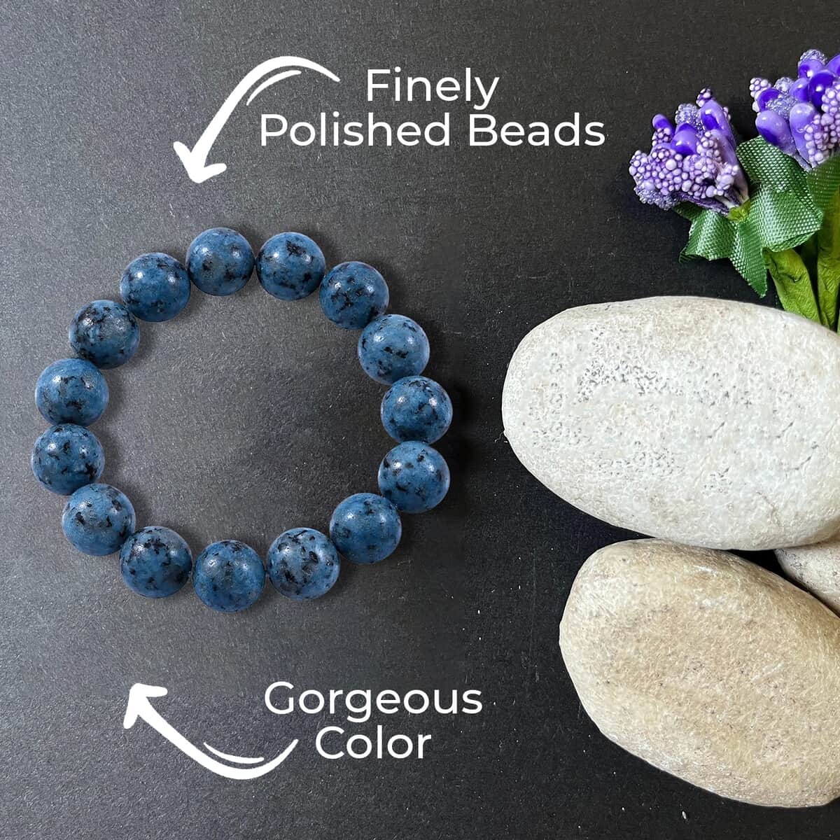 Blue Kiwi Jasper Beaded Stretch Bracelet 150.00 ctw, Adjustable Beads Bracelet, Beads Jewelry, Stretchable Bracelet image number 1