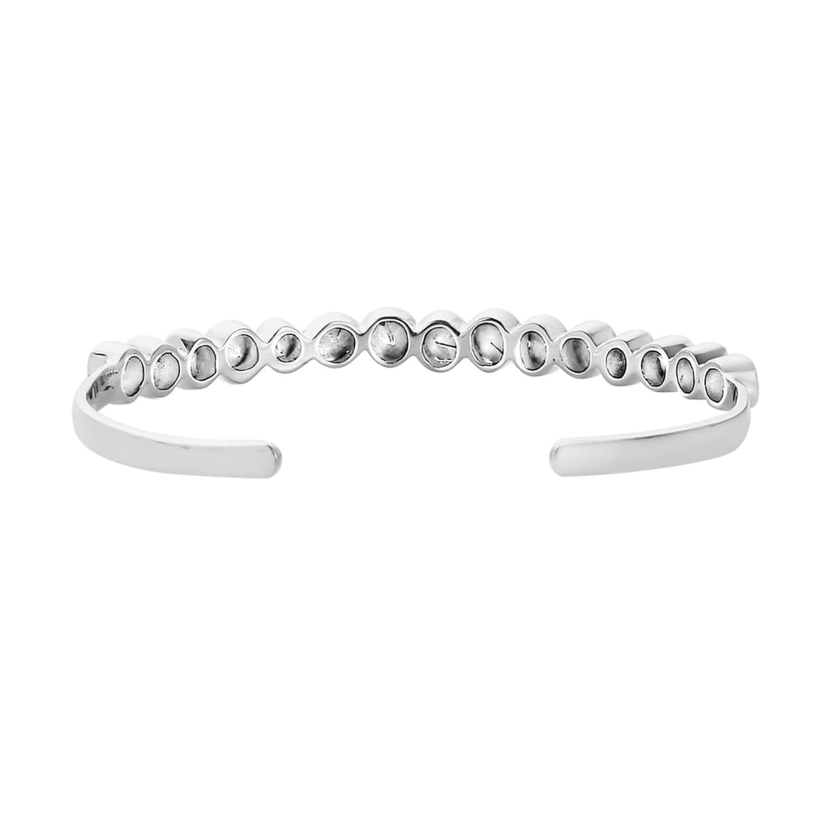 Polki Diamond Cuff Bracelet in Platinum Over Sterling Silver (7.25 In) 1.50 ctw image number 4