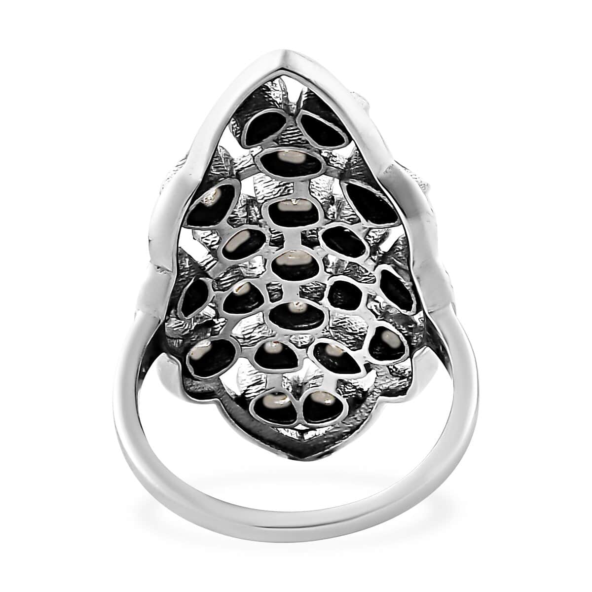 Polki Diamond Elongated Ring in Platinum Over Sterling Silver 1.00 ctw image number 4