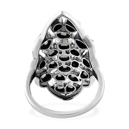 Polki Diamond Elongated Ring in Platinum Over Sterling Silver (Size 10.0) 1.00 ctw image number 4