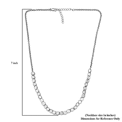 Polki Diamond Tennis Necklace 20 Inches in Platinum Over Sterling Silver 3.00 ctw