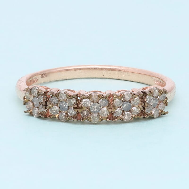Natural Champagne Diamond 0.50 ctw Ring in 18K Vermeil Rose Gold Over Sterling Silver (Size 5.5)