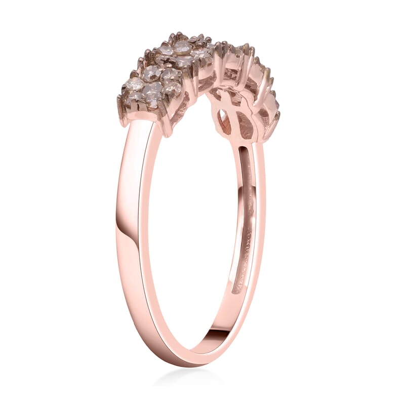 Natural Champagne Diamond 0.50 ctw Ring in 18K Vermeil Rose Gold Over Sterling Silver (Size 5.5)