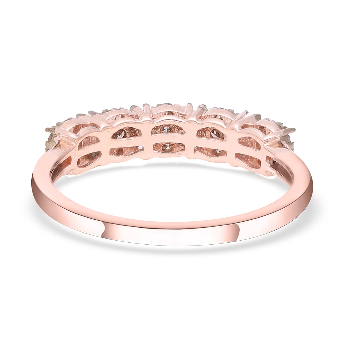 Natural Champagne Diamond 0.50 ctw Ring in 18K Vermeil Rose Gold Over Sterling Silver (Size 5.5)