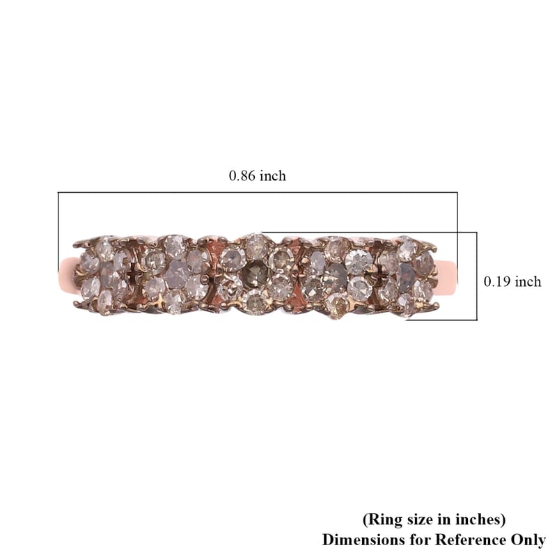 Natural Champagne Diamond 0.50 ctw Ring in 18K Vermeil Rose Gold Over Sterling Silver (Size 5.5)