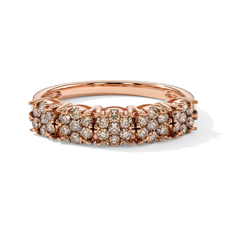 Natural Champagne Diamond 0.50 ctw Ring in 18K Vermeil Rose Gold Over Sterling Silver (Size 6.5)