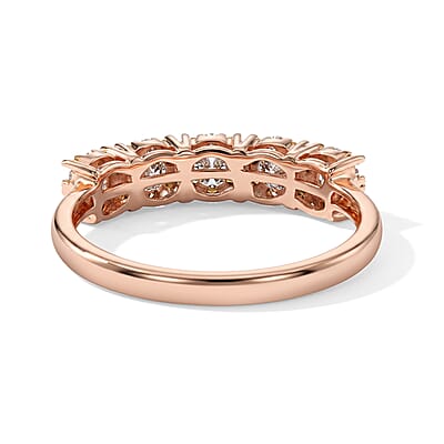 Natural Champagne Diamond 0.50 ctw Ring in 18K Vermeil Rose Gold Over Sterling Silver (Size 6.5)