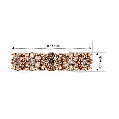 Natural Champagne Diamond 0.50 ctw Ring in 18K Vermeil Rose Gold Over Sterling Silver (Size 6.5)