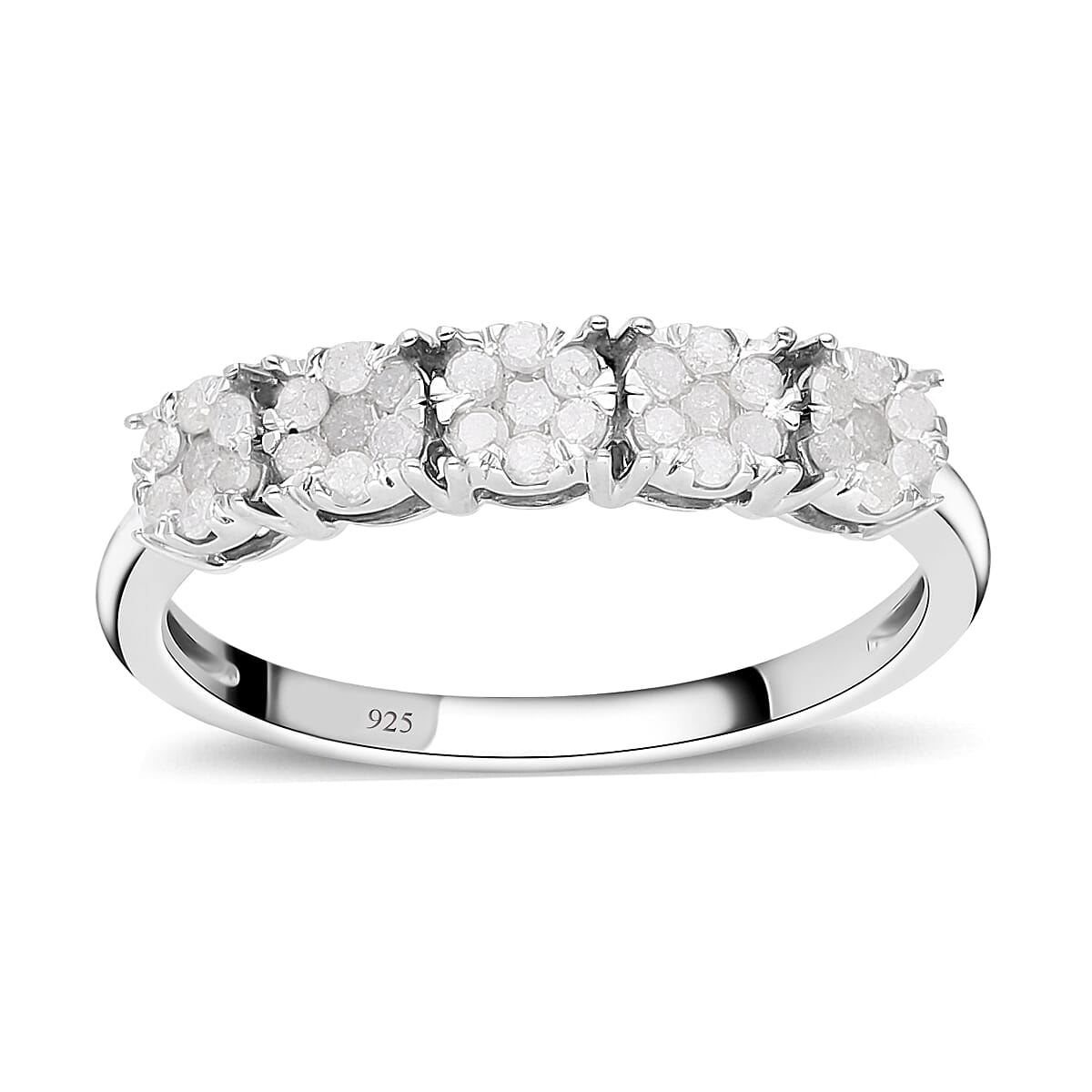 White Diamond 0.50 ctw Ring in Platinum Over Sterling Silver (Size 6.5)