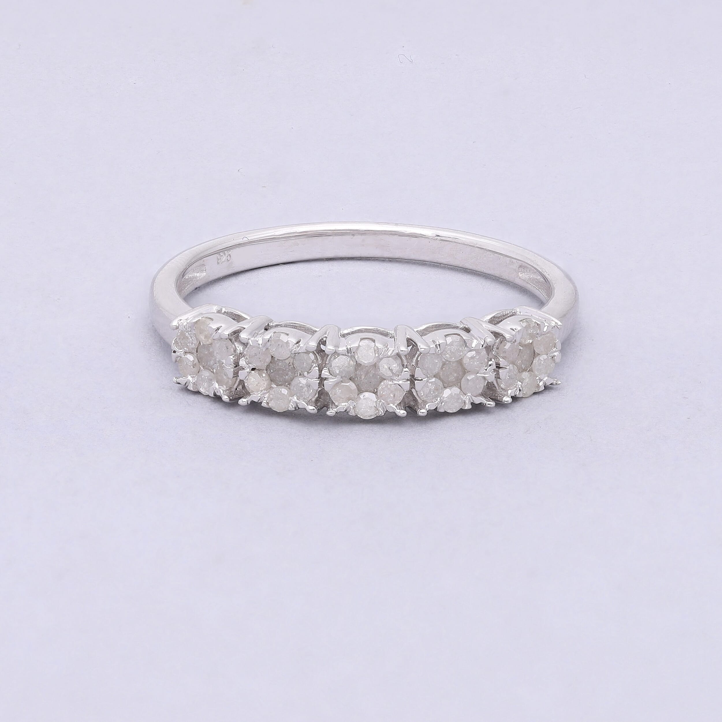 White Diamond 0.50 ctw Ring in Platinum Over Sterling Silver (Size 6.5)