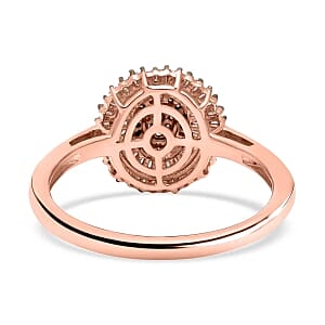 Natural Champagne Diamond 0.49 ctw Cluster Ring in Vermeil Yellow Gold Over Sterling Silver (Size 11.5)