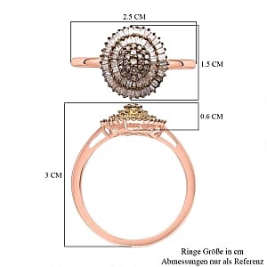 Natural Champagne Diamond 0.49 ctw Cluster Ring in Vermeil Yellow Gold Over Sterling Silver (Size 11.5)