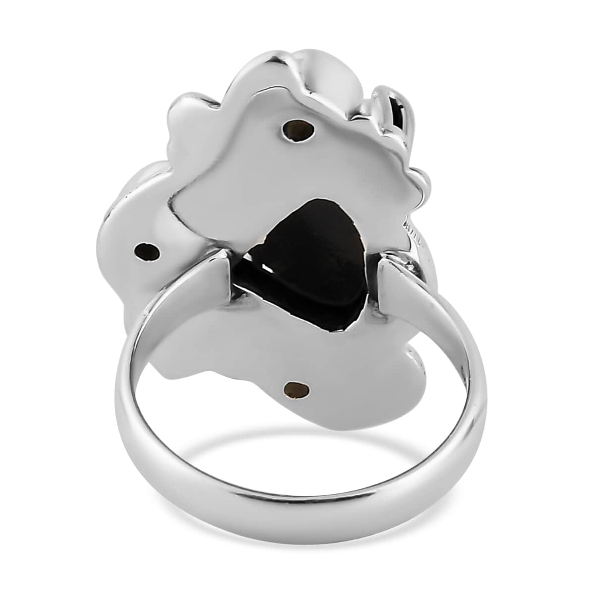 Artisan Crafted Rough Cut Elite Shungite and Multi Gemstone Ring in Sterling Silver (Size 11.0) 5.75 ctw image number 4