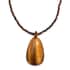 Tiger's Eye Pendant with Beaded Necklace 20 Inches in Rhodium Over Sterling Silver 102.20 ctw image number 0