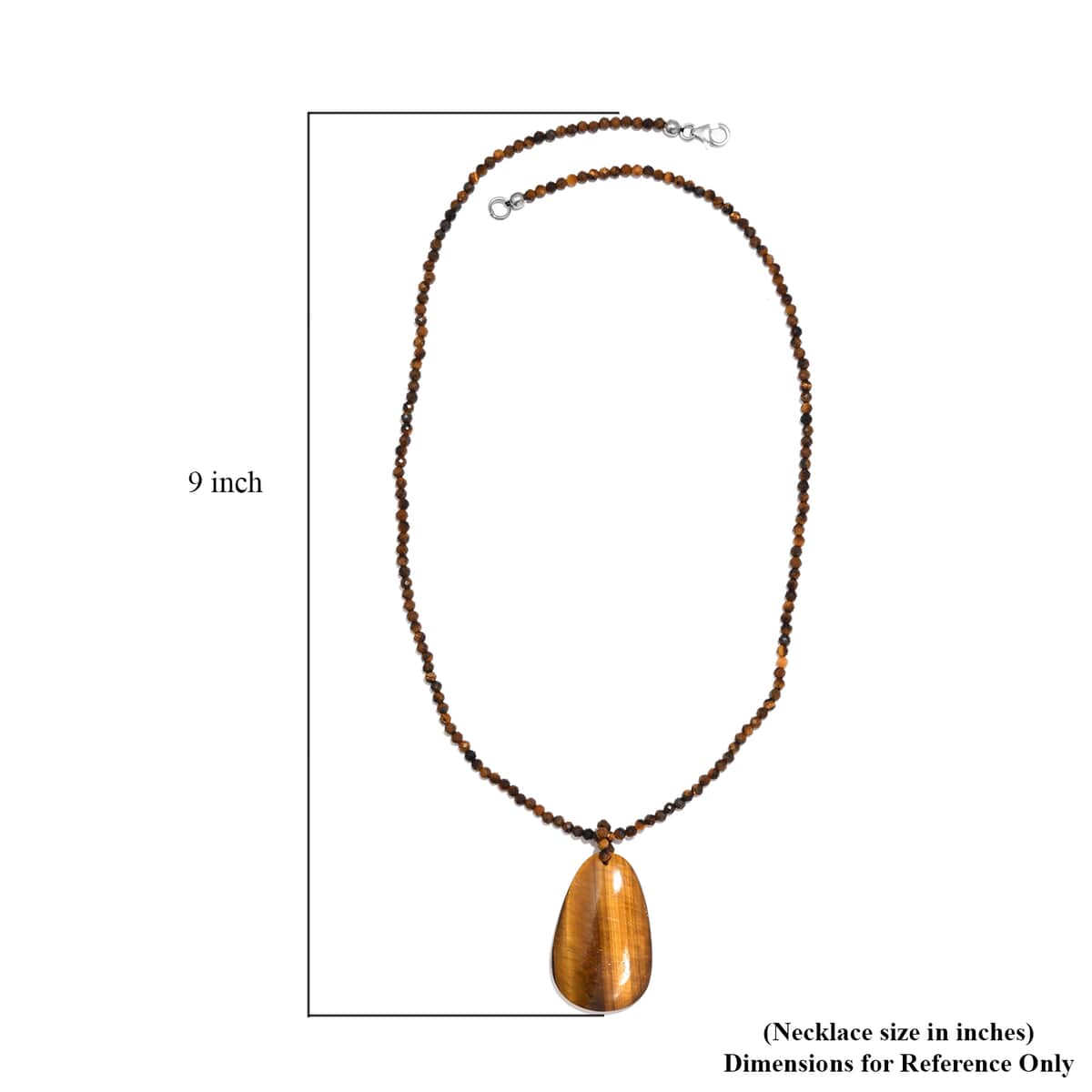 Tiger's Eye Pendant with Beaded Necklace 20 Inches in Rhodium Over Sterling Silver 102.20 ctw image number 5