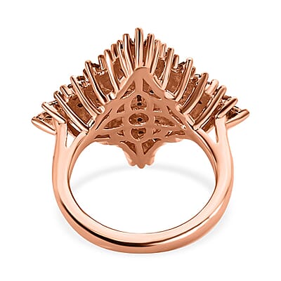 Natural Champagne Diamond 0.99 ctw Ring in 18K Vermeil Rose Gold Over Sterling Silver (Size 5.5)