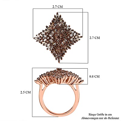 Natural Champagne Diamond 0.99 ctw Ring in 18K Vermeil Rose Gold Over Sterling Silver (Size 5.5)