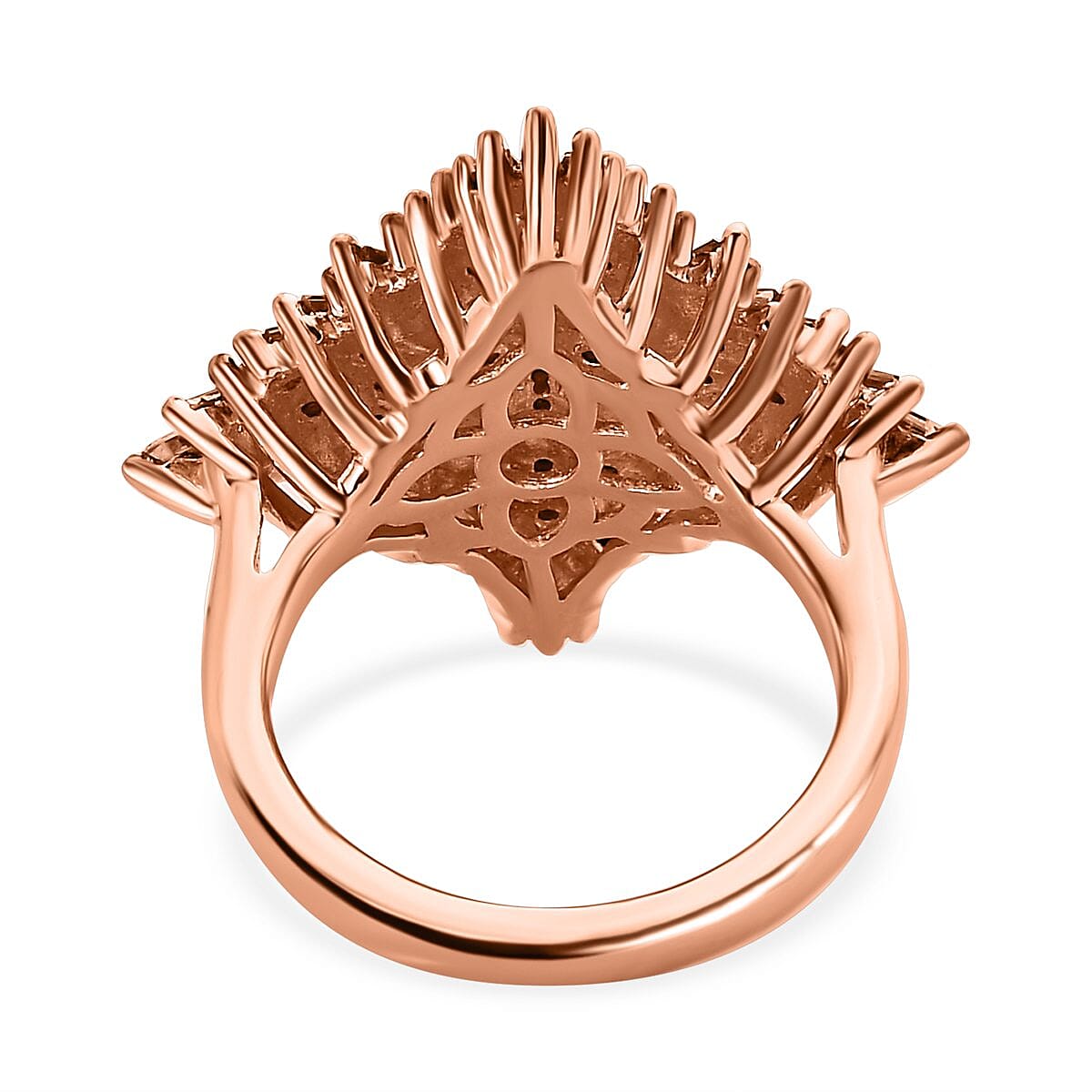 Natural Champagne Diamond 0.99 ctw Ring in 18K Vermeil Rose Gold Over Sterling Silver (Size 10.0)