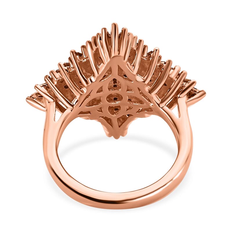Natural Champagne Diamond 0.99 ctw Ring in 18K Vermeil Rose Gold Over Sterling Silver (Size 10.0)