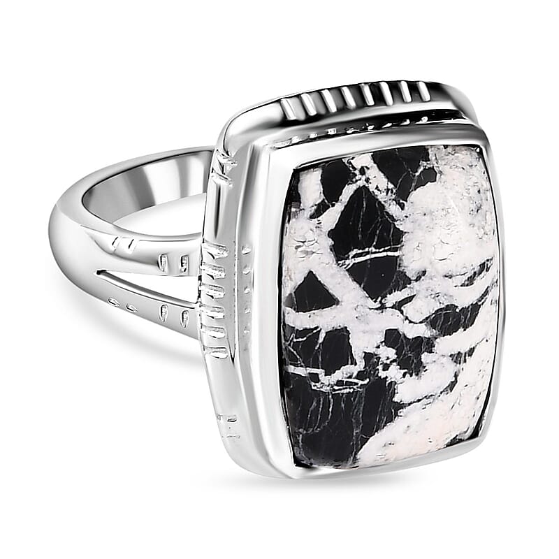 White Buffalo 9.87 ctw Solitaire Ring in Platinum Over Sterling Silver (Size 5.5)