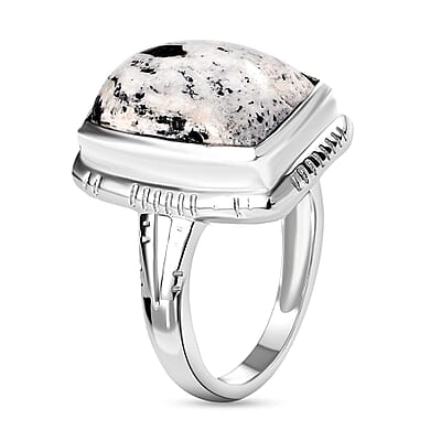 White Buffalo 9.87 ctw Solitaire Ring in Platinum Over Sterling Silver (Size 5.5)
