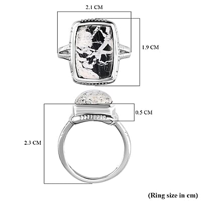 White Buffalo 9.87 ctw Solitaire Ring in Platinum Over Sterling Silver (Size 5.5)