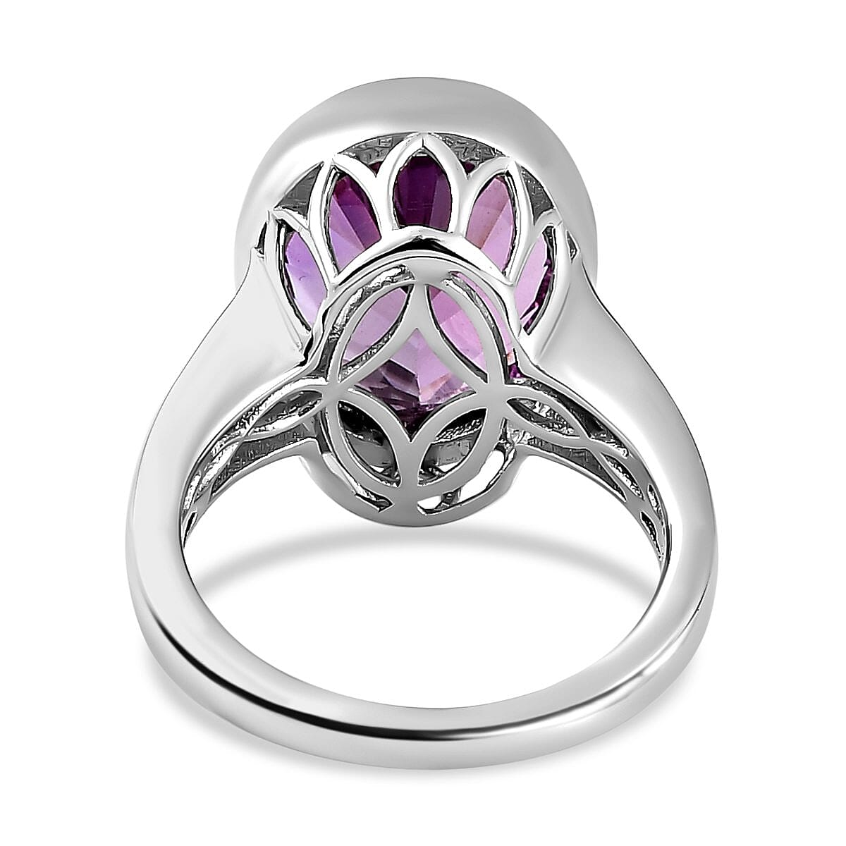 African Amethyst and White Zircon 8.30 ctw Ring in Platinum Over Sterling Silver (Size 10.0)