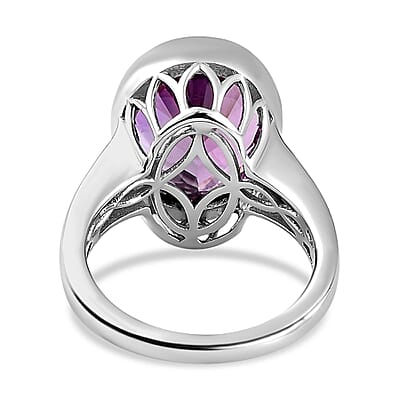 African Amethyst and White Zircon 8.30 ctw Ring in Platinum Over Sterling Silver (Size 10.0)
