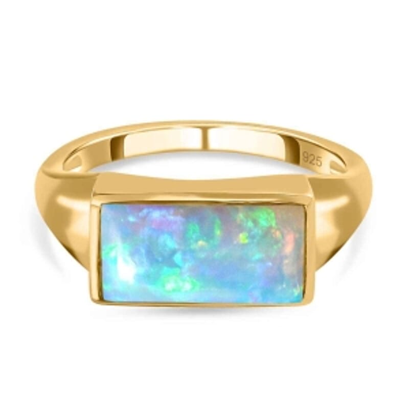 Ethiopian Welo Opal 1.65 ctw Ring in Vermeil Yellow Gold Over Sterling Silver (Size 10)