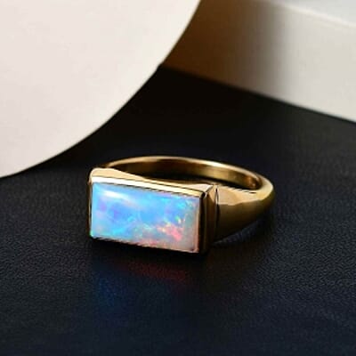 Ethiopian Welo Opal 1.65 ctw Ring in Vermeil Yellow Gold Over Sterling Silver (Size 10)