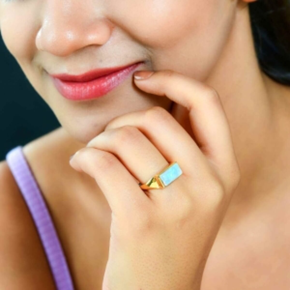 Ethiopian Welo Opal 1.65 ctw Ring in Vermeil Yellow Gold Over Sterling Silver (Size 10) image number 2