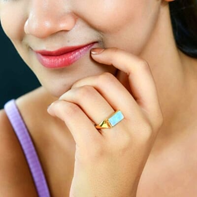 Ethiopian Welo Opal 1.65 ctw Ring in Vermeil Yellow Gold Over Sterling Silver (Size 10)