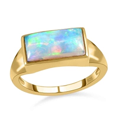 Ethiopian Welo Opal 1.65 ctw Ring in Vermeil Yellow Gold Over Sterling Silver (Size 10)